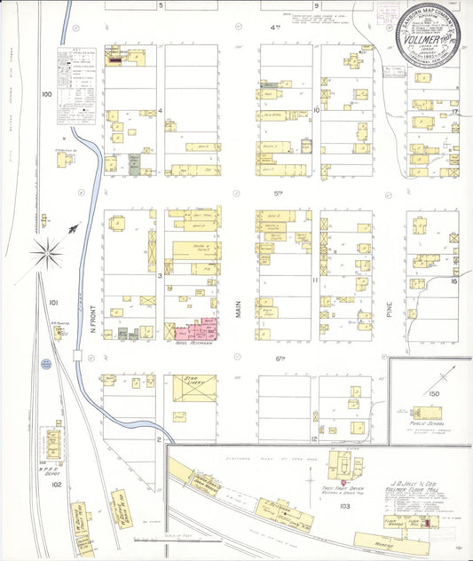 Sanborn Fire Insurance Map from Vollmer, Latab County, Idaho (1905), Sheet #0001 - Historic Sanborn Fire Insurance Map Print, vintage old map wall art, antique decor, genealogy gift, Idaho Idaho map