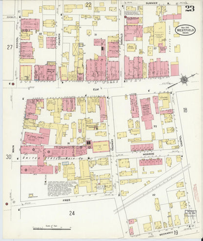 Sanborn Fire Insurance Map from Westfield, Hampden County, Massachusetts (1910), Sheet #0023 - Complete Map Set gallery image, historic Sanborn map, vintage wall art, Massachusetts Massachusetts