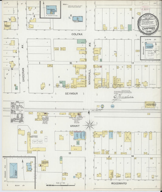 Sanborn Fire Insurance Map from Chapman, Dickinson County, Kansas (1892), Sheet #0001 - Historic Sanborn Fire Insurance Map Print, vintage old map wall art, antique decor, genealogy gift, Kansas Kansas map