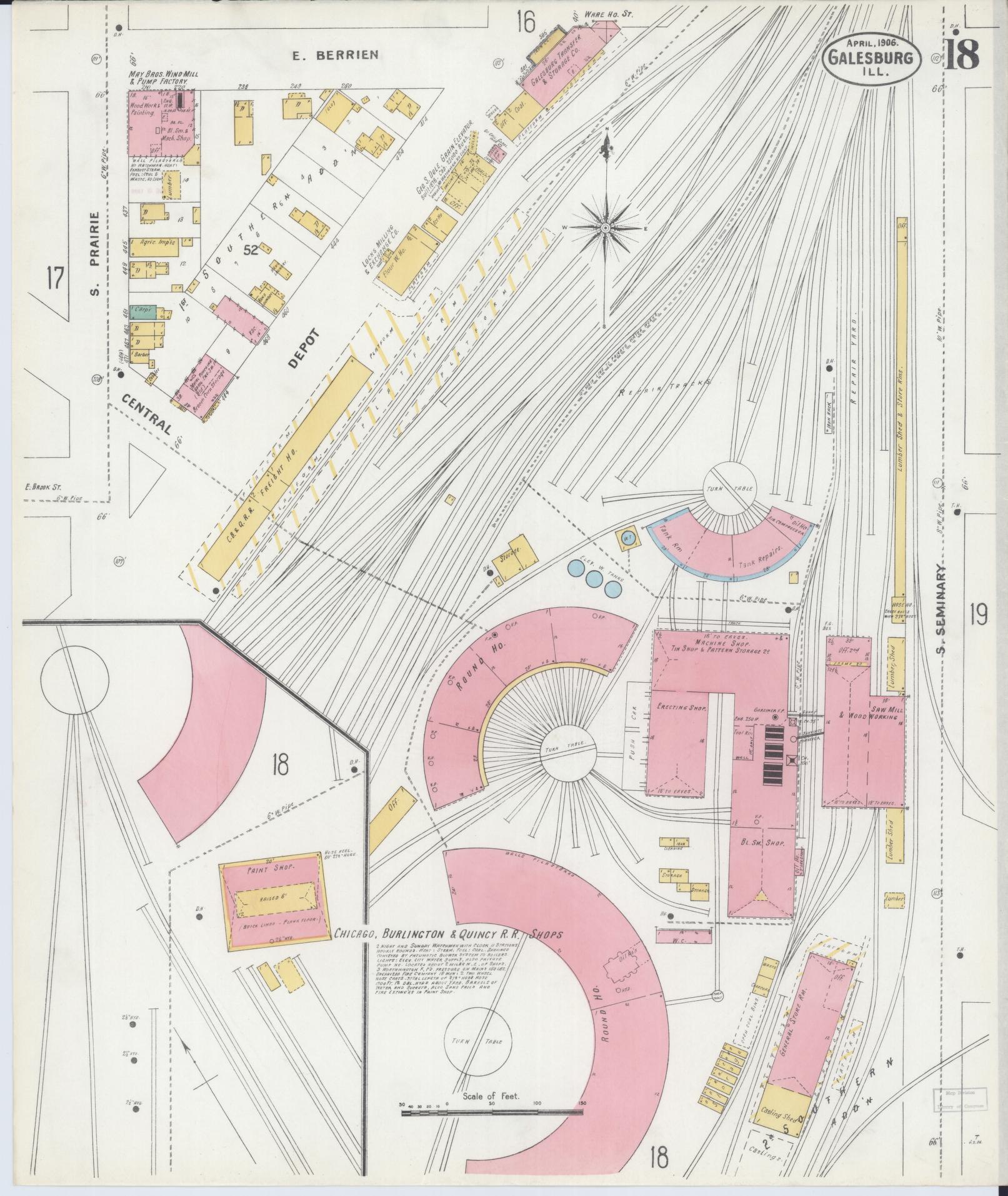 Sanborn Fire Insurance Map from Galesburg, Knox County, Illinois (1906), Sheet #0018 - Historic Sanborn Fire Insurance Map Print, vintage old map wall art, antique decor, genealogy gift, Illinois Illinois map