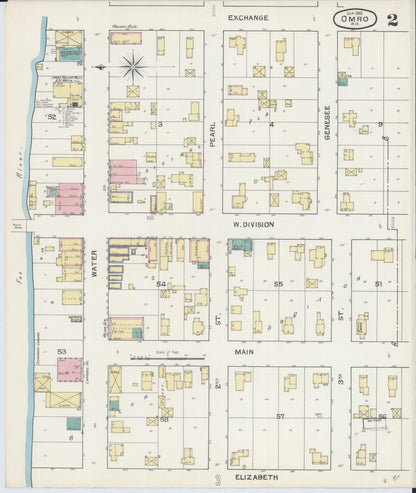 Sanborn Fire Insurance Map from Omro, Winnebago County, Wisconsin (1892), Sheet #0002 - Complete Map Set gallery image, historic Sanborn map, vintage wall art, Wisconsin Wisconsin