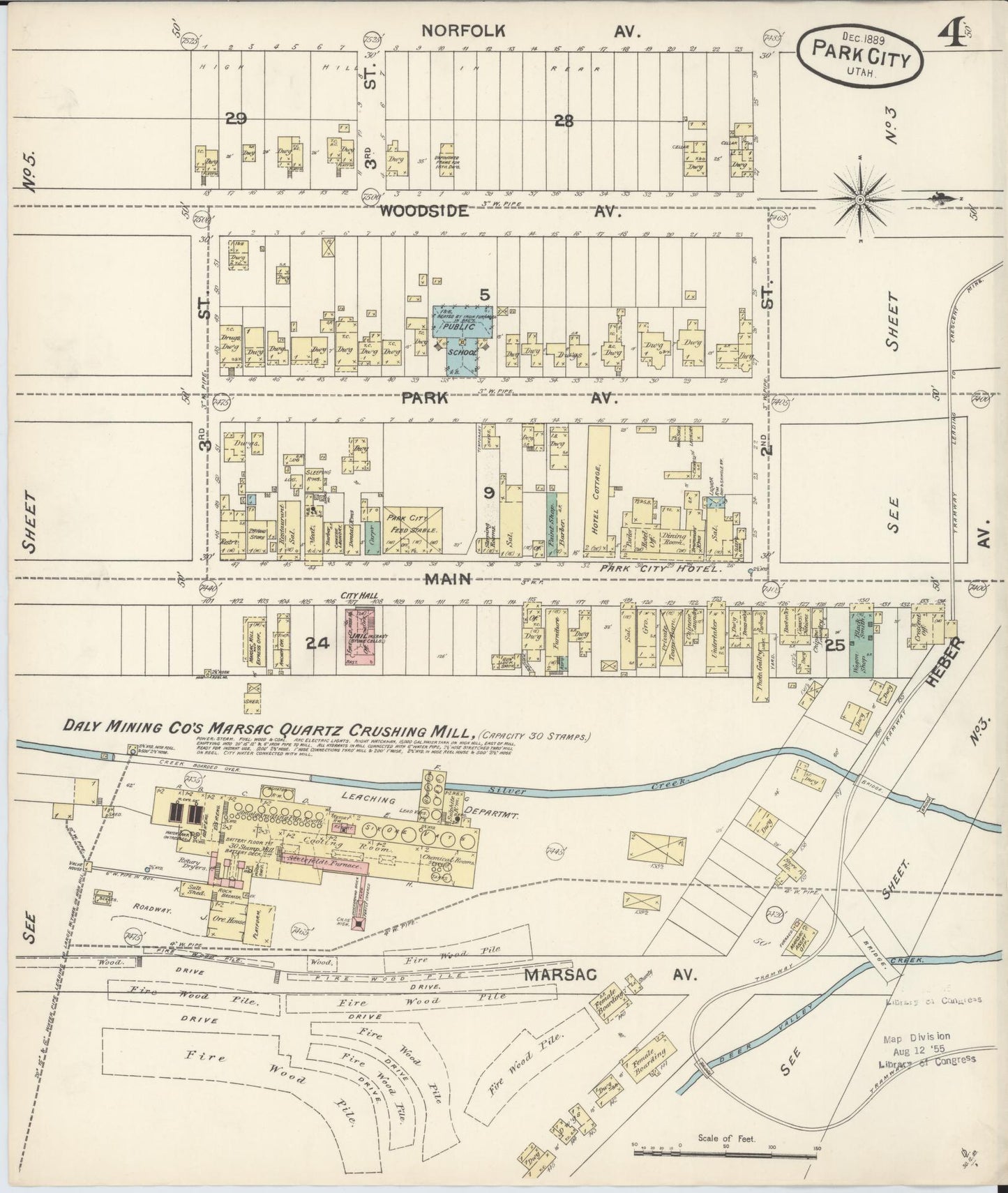 Sanborn Fire Insurance Map from Park City, Summit County, Utah (1889), Sheet #0004 - Complete Map Set gallery image, historic Sanborn map, vintage wall art, Utah Utah