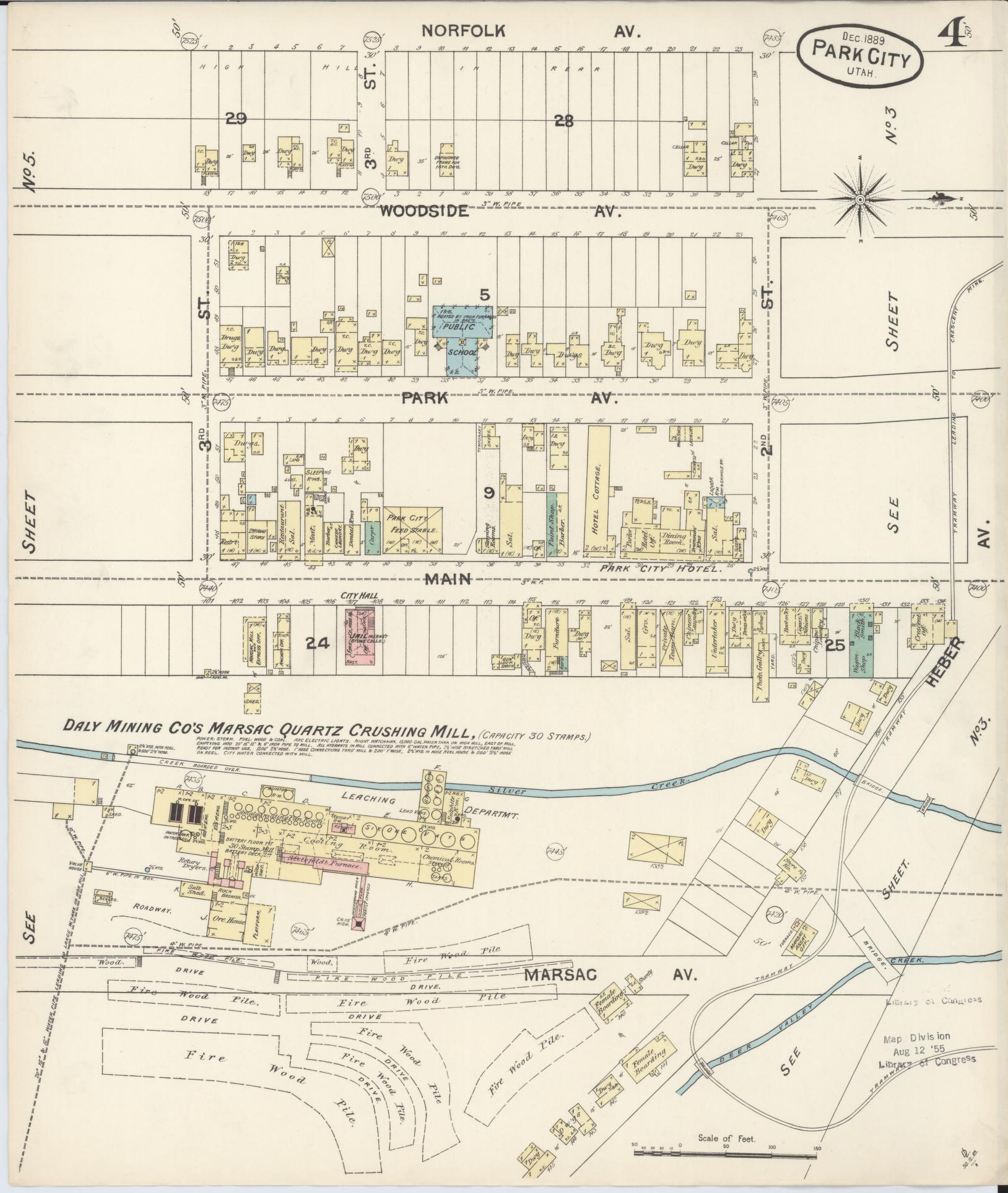 Sanborn Fire Insurance Map from Park City, Summit County, Utah (1889), Sheet #0004 - Complete Map Set gallery image, historic Sanborn map, vintage wall art, Utah Utah
