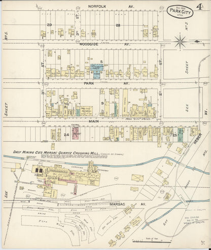 Sanborn Fire Insurance Map from Park City, Summit County, Utah (1889), Sheet #0004 - Complete Map Set gallery image, historic Sanborn map, vintage wall art, Utah Utah