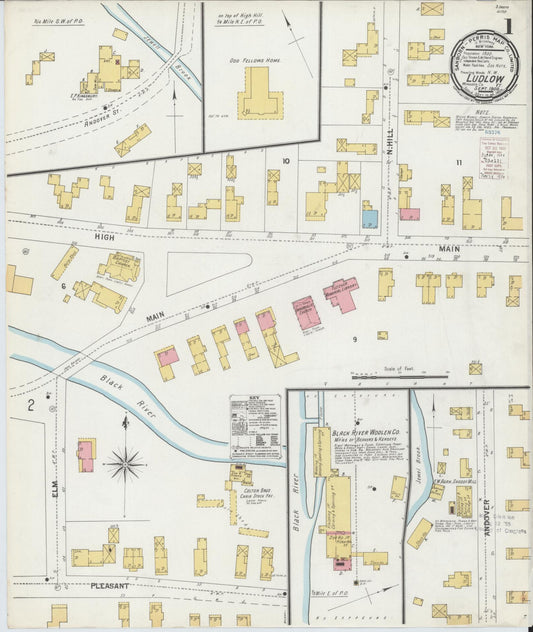 Sanborn Fire Insurance Map from Ludlow, Windsor County, Vermont (1900), Sheet #0001 - Complete Map Set gallery image, historic Sanborn map, vintage wall art, Vermont Vermont