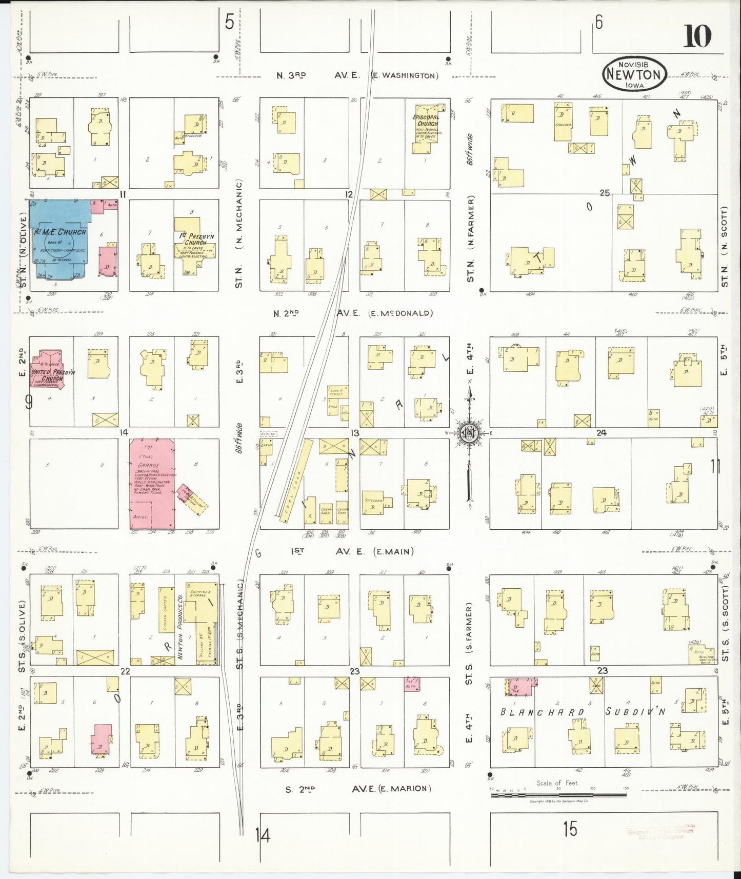 Sanborn Fire Insurance Map from Newton, Jasper County, Iowa (1918), Sheet #0010 - Historic Sanborn Fire Insurance Map Print