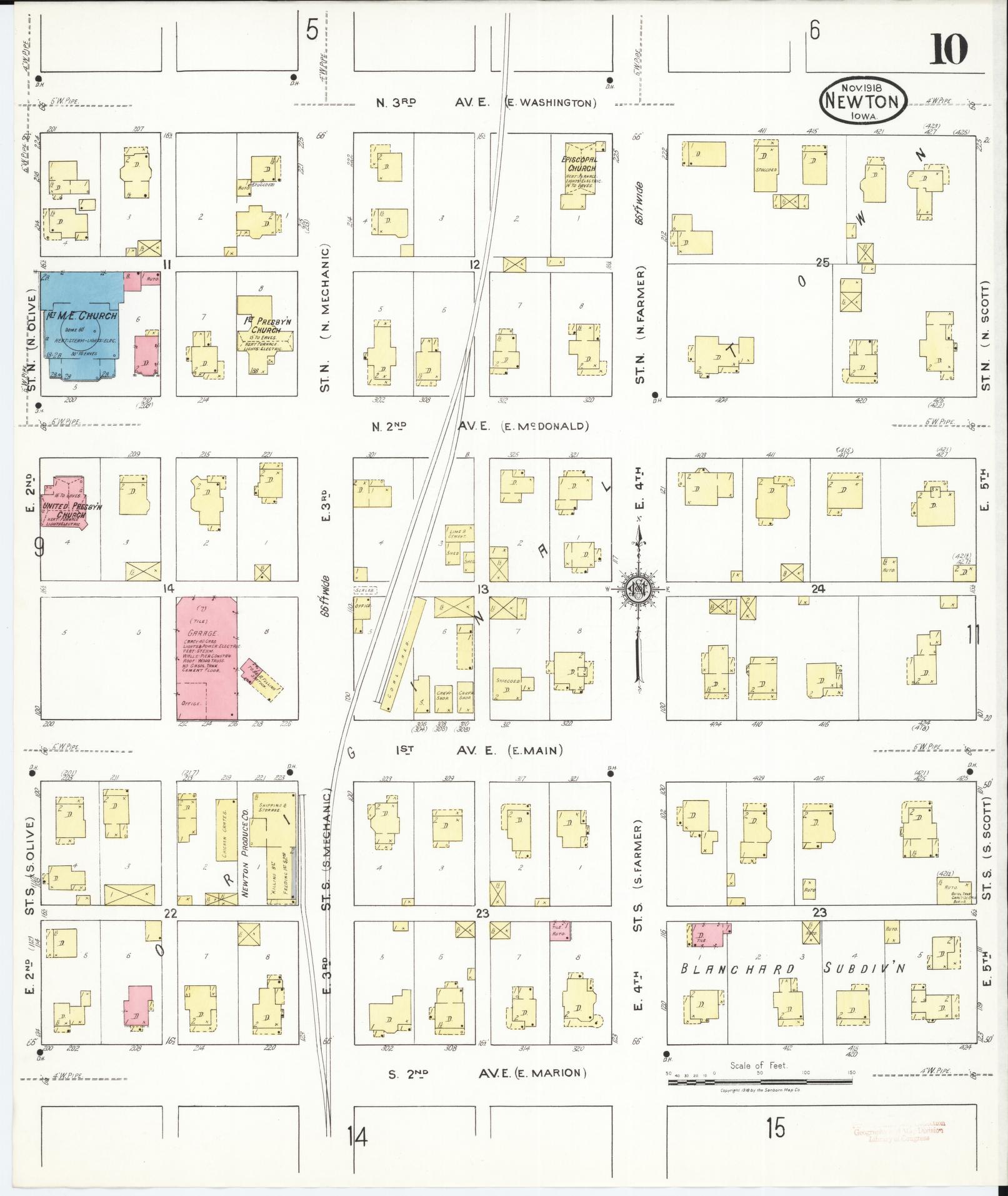 Sanborn Fire Insurance Map from Newton, Jasper County, Iowa (1918), Sheet #0010 - Historic Sanborn Fire Insurance Map Print