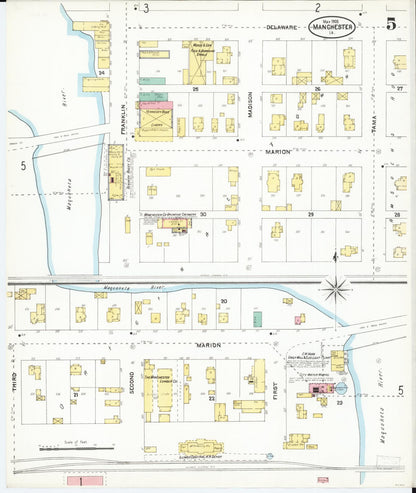Sanborn Fire Insurance Map from Manchester, Delaware County, Iowa (1905), Sheet #0005 - Complete Map Set gallery image, historic Sanborn map, vintage wall art, Manchester Delaware