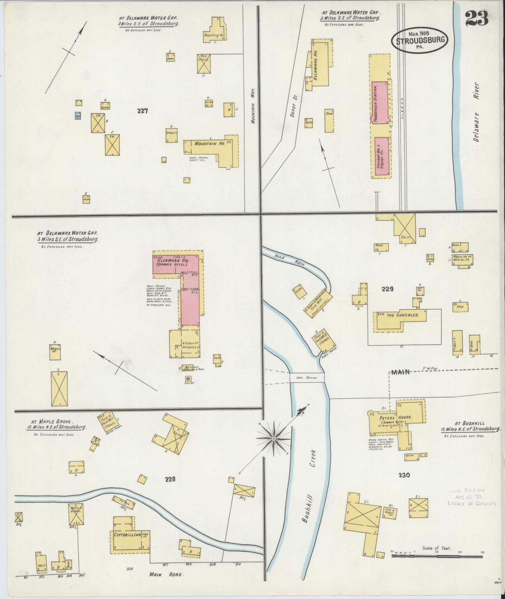 Sanborn Fire Insurance Map from Stroudsburg, Monroe County, Pennsylvania (1905), Sheet #0023 - Complete Map Set gallery image, historic Sanborn map, vintage wall art, Pennsylvania Pennsylvania