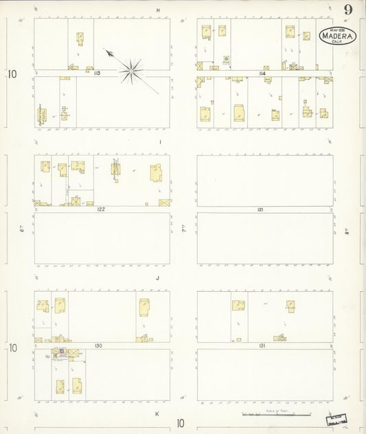 Sanborn Fire Insurance Map from Madera, Madera County, California (1898), Sheet #0009 - Historic Sanborn Fire Insurance Map Print, vintage old map wall art, antique decor, genealogy gift, California California map