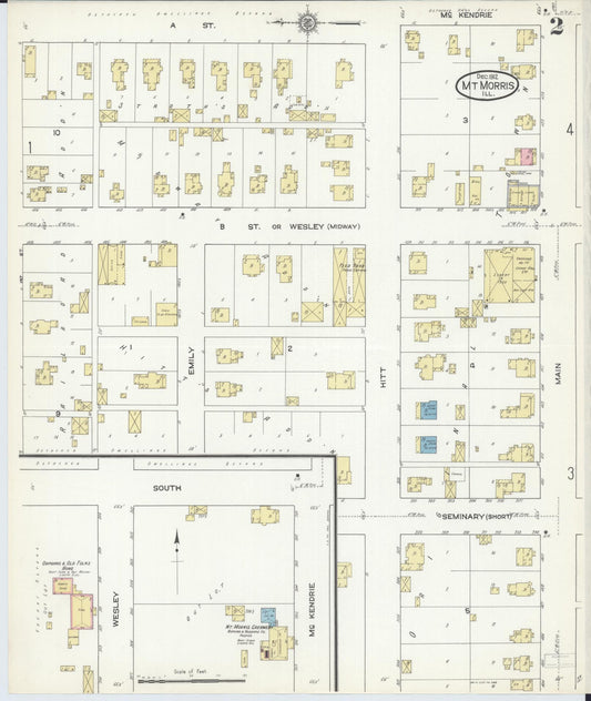 Sanborn Fire Insurance Map from Mount Morris, Ogle County, Illinois (1912), Sheet #0002 - Historic Sanborn Fire Insurance Map Print, vintage old map wall art, antique decor, genealogy gift, Illinois Illinois map