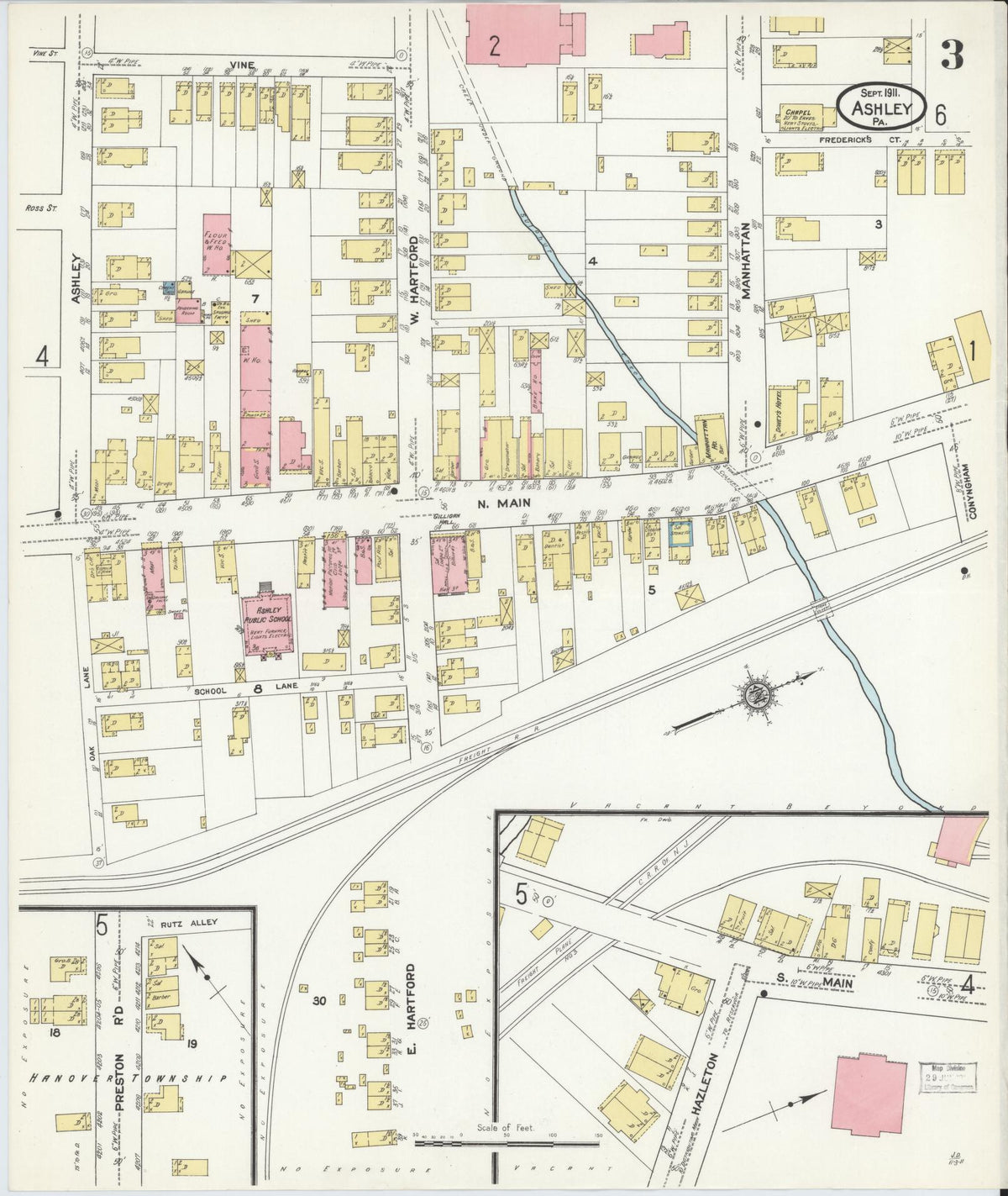 Sanborn Fire Insurance Map from Ashley, Luzerne County, Pennsylvania (1911), Sheet #0003 - Complete Map Set gallery image, historic Sanborn map, vintage wall art, Pennsylvania Pennsylvania