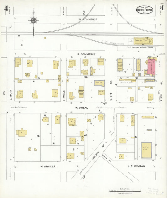 Sanborn Fire Insurance Map from Wills Point, Van Zandt County, Texas (1923), Sheet #0004 - Historic Sanborn Fire Insurance Map Print, vintage old map wall art, antique decor, genealogy gift, Texas Texas map