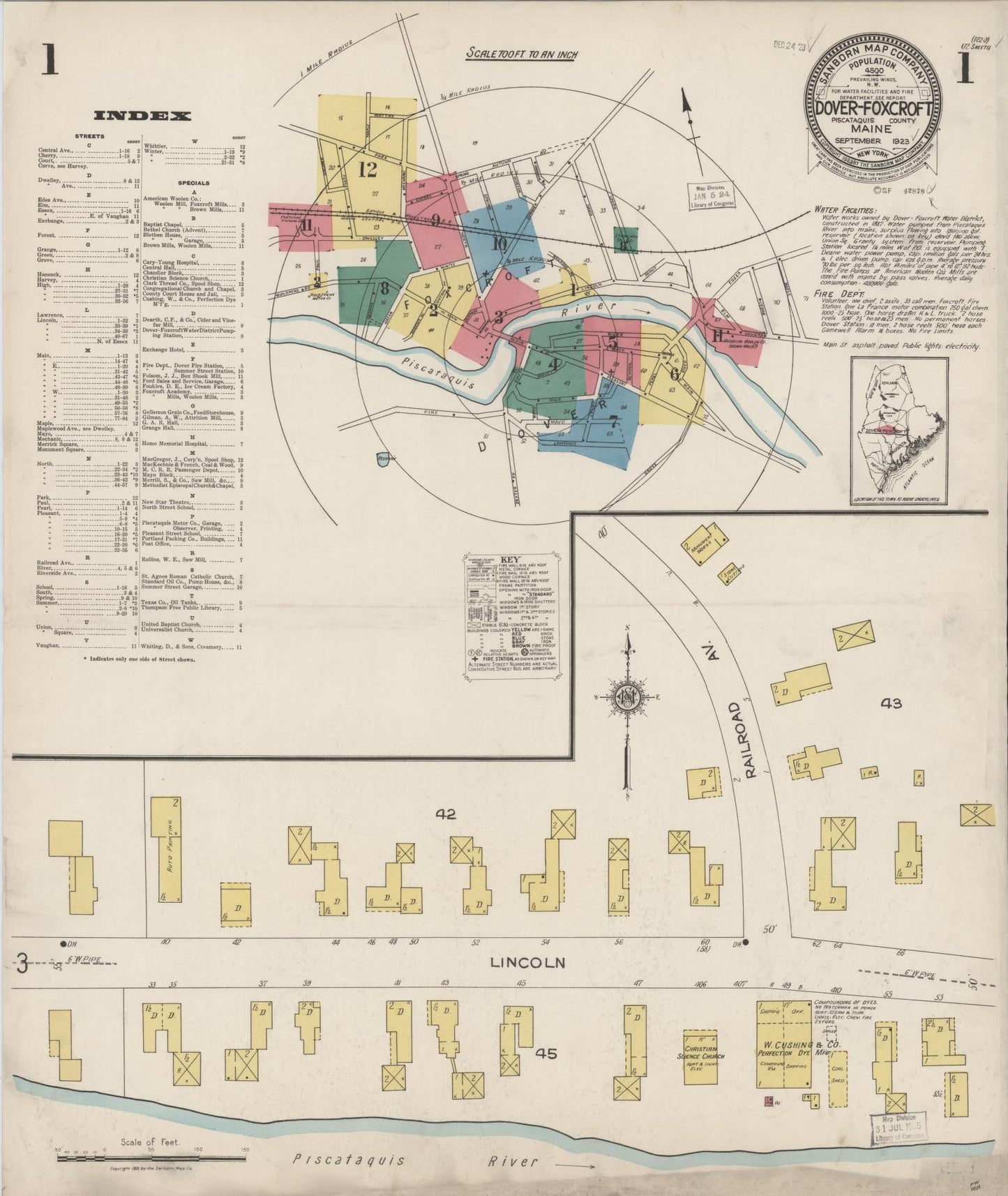 Sanborn Fire Insurance Map from Dover, Piscataguis County, Maine. (1923) – Historic Sanborn Fire Insurance Map Print