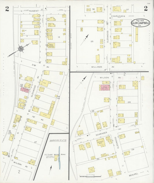 Sanborn Fire Insurance Map from Glen Campbell, Indiana County, Pennsylvania (1929), Sheet #0002 - Historic Sanborn Fire Insurance Map Print, vintage old map wall art, antique decor, genealogy gift, Glen Campbell Indiana map