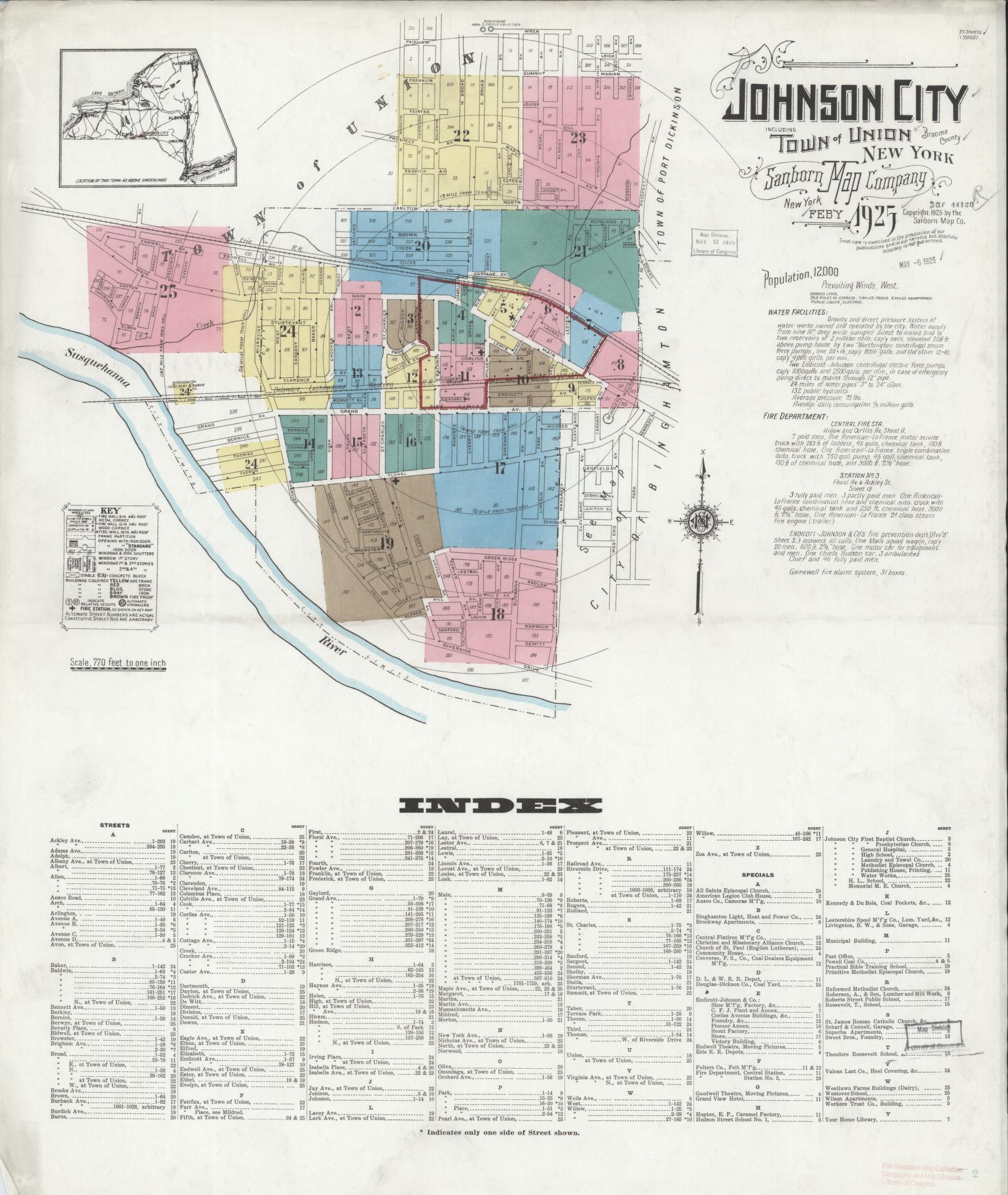 Sanborn Fire Insurance Map from Johnson City, Broome County, New York. (1925) – Historic Sanborn Fire Insurance Map Print