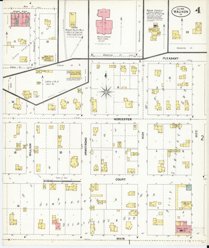 Sanborn Fire Insurance Map from Waukon, Allamakee County, Iowa (1902), Sheet #0004 - Historic Sanborn Fire Insurance Map Print, vintage old map wall art