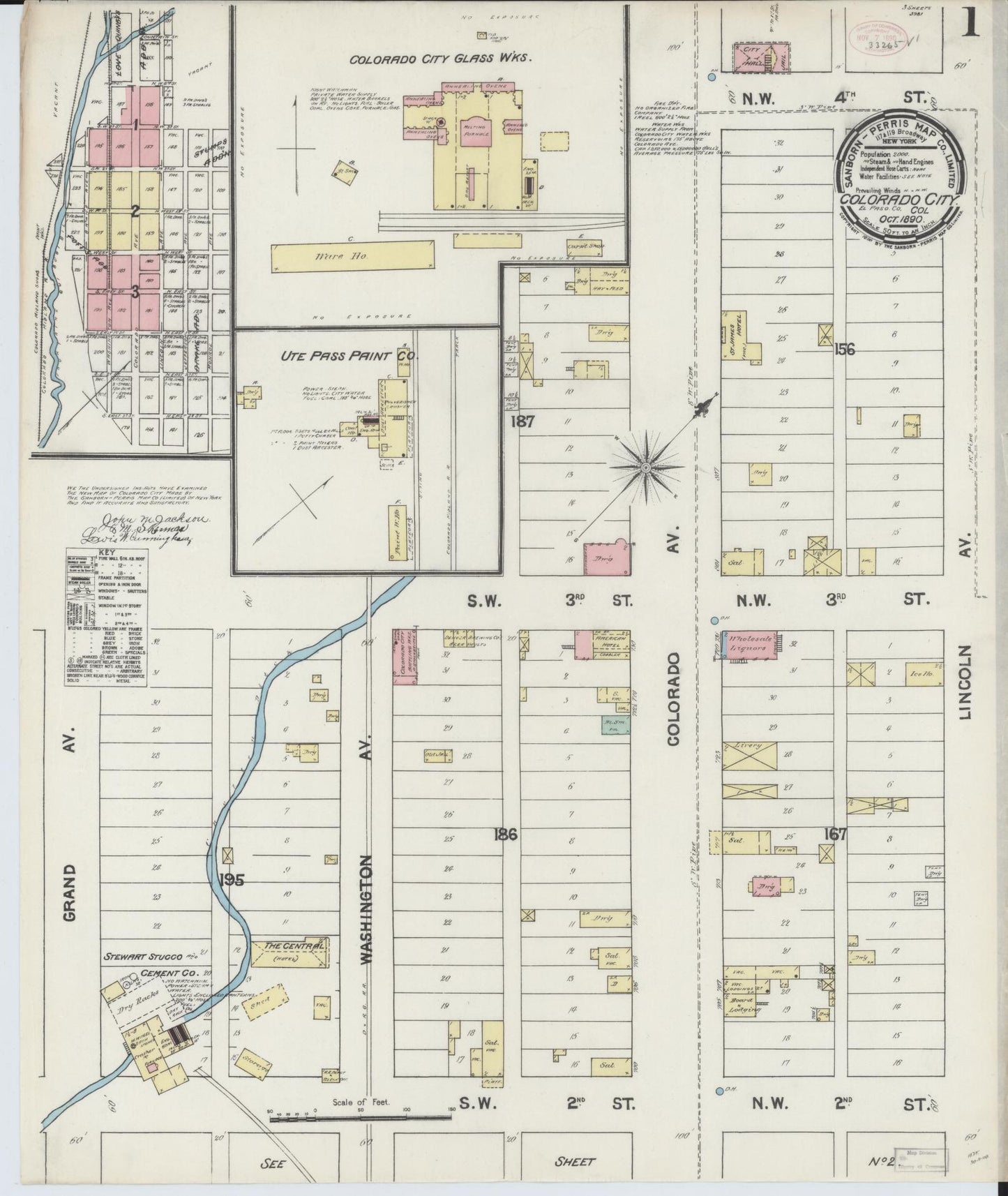 Sanborn Fire Insurance Map from Colorado City, El Paso County, Colorado. (1890) – Historic Sanborn Fire Insurance Map Print