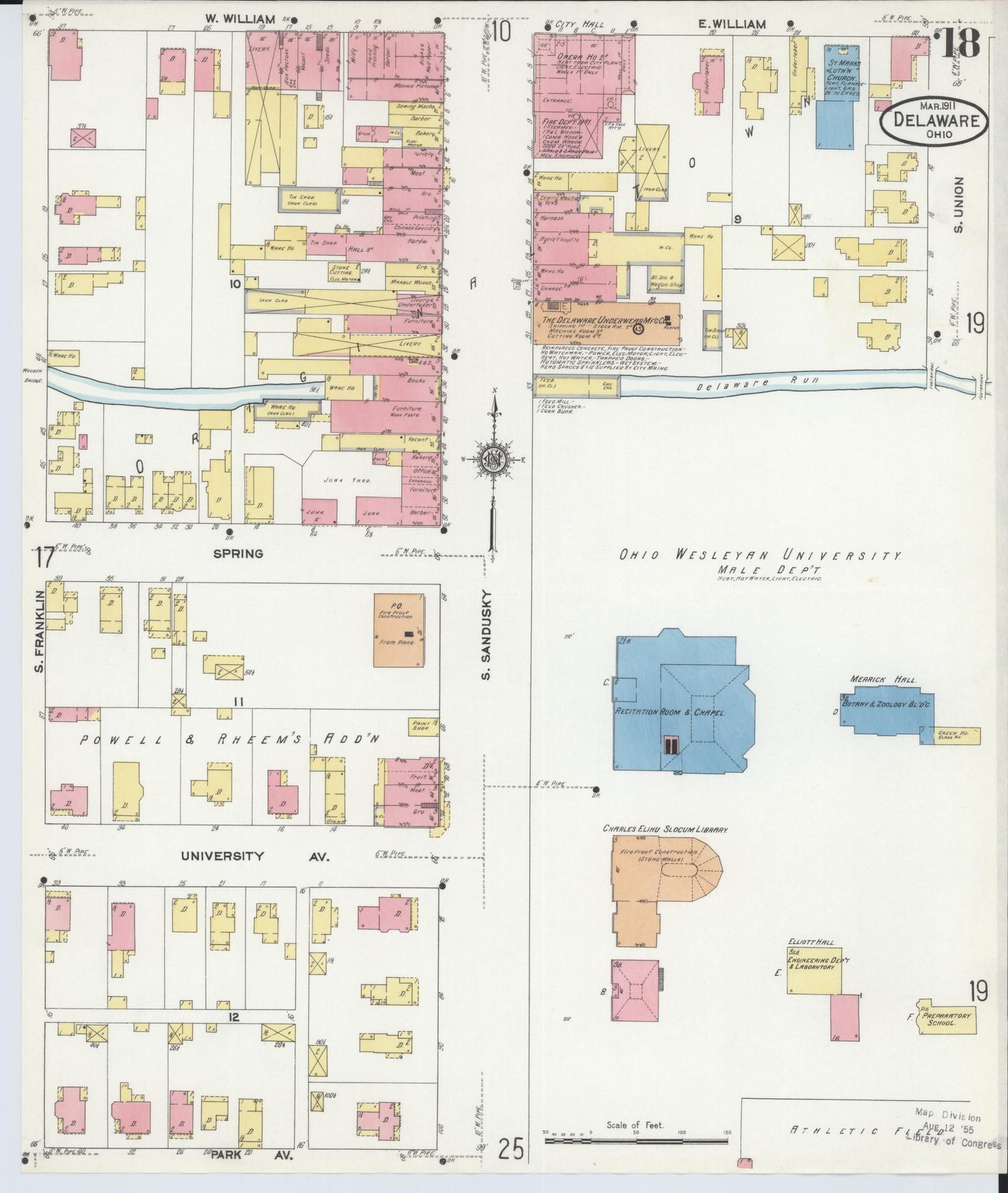 Sanborn Fire Insurance Map from Delaware, Delaware County, Ohio (1911), Sheet #0018 - Complete Map Set gallery image, historic Sanborn map, vintage wall art, Sanborn Fire Insurance Map from Delaware Delaware