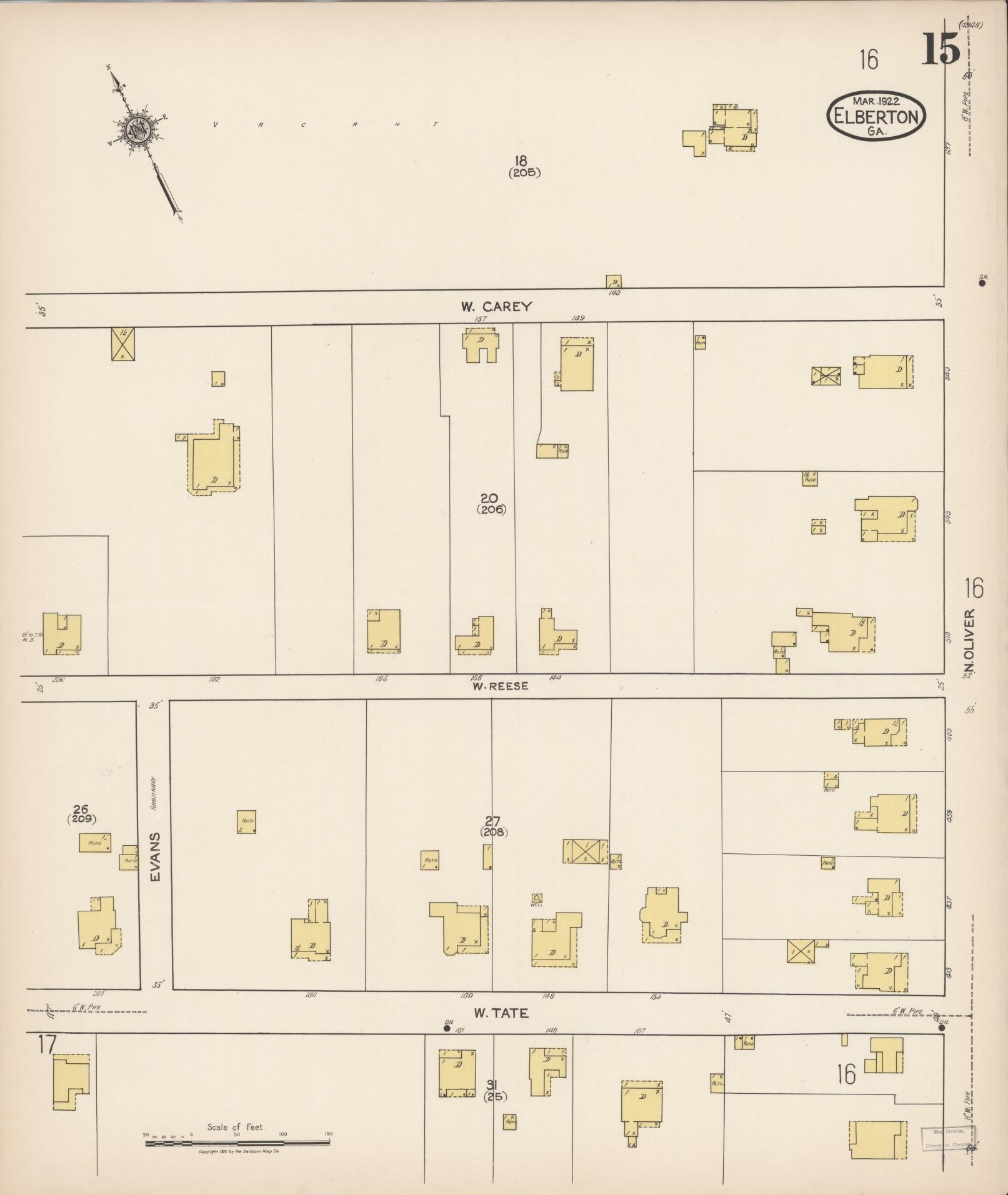 Sanborn Fire Insurance Map from Elberton, Elbert County, Georgia (1922), Sheet #0015 - Complete Map Set gallery image, historic Sanborn map, vintage wall art, Georgia Georgia