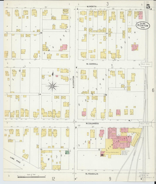 Sanborn Fire Insurance Map from Kenton, Hardin County, Ohio (1902), Sheet #0005 - Historic Sanborn Fire Insurance Map Print, vintage old map wall art, antique decor, genealogy gift, Ohio Ohio map