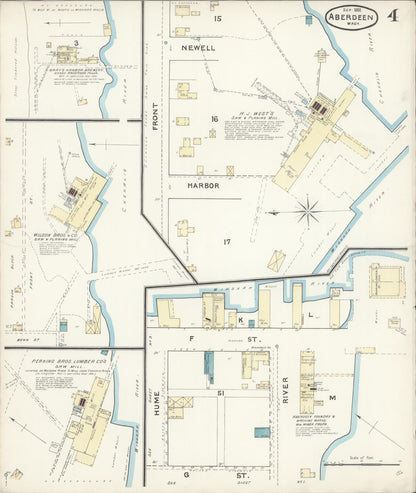 Sanborn Fire Insurance Map from Aberdeen, Grays Harbor County, Washington (1891), Sheet #0004 - Complete Map Set gallery image, historic Sanborn map, vintage wall art, Washington Washington