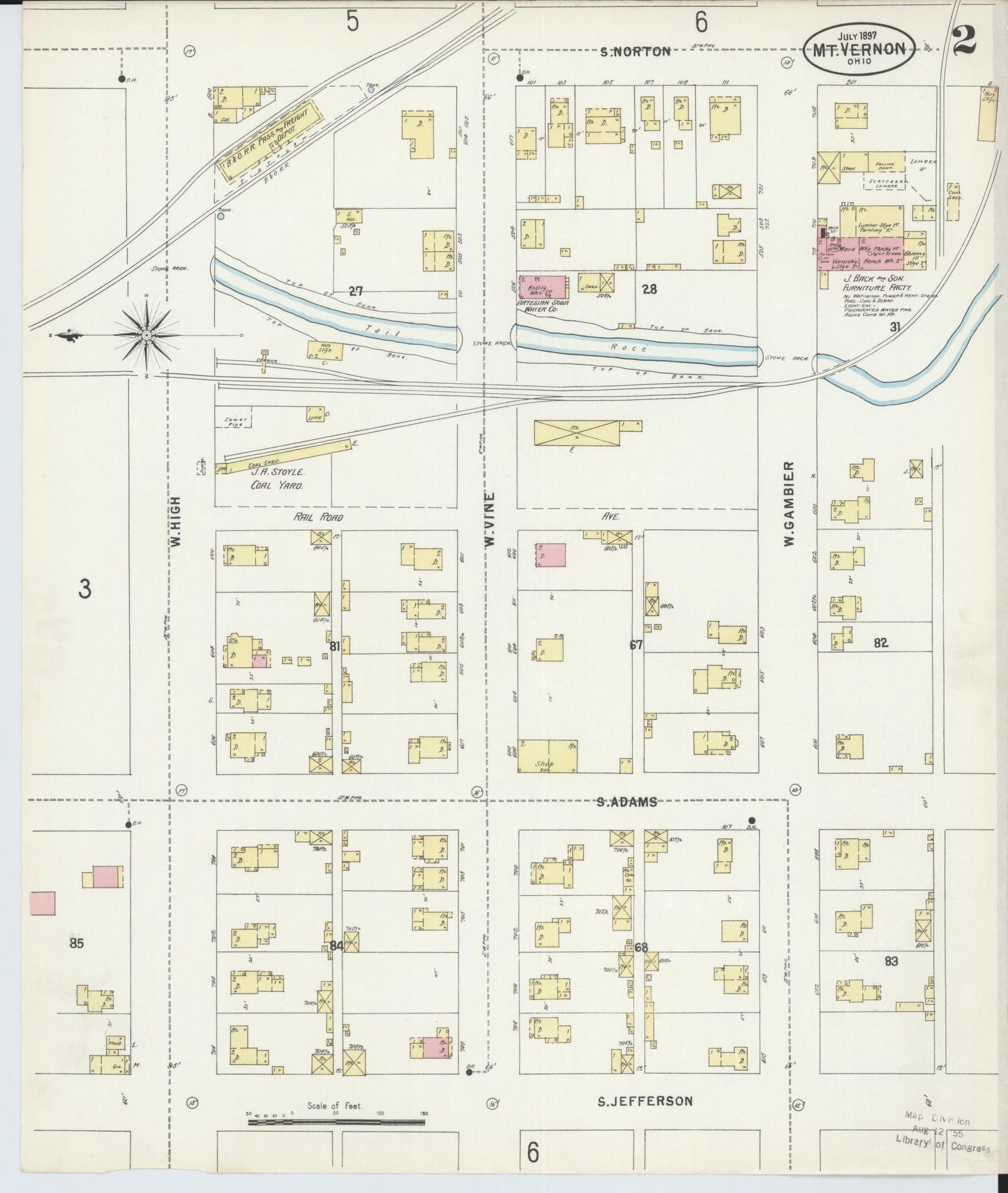 Sanborn Fire Insurance Map from Mount Vernon, Knox County, Ohio (1897), Sheet #0002 - Complete Map Set gallery image, historic Sanborn map, vintage wall art, Ohio Ohio