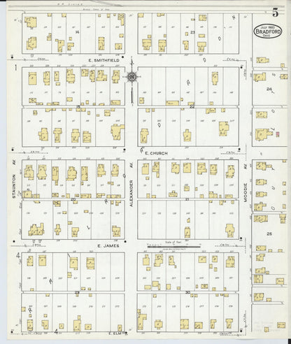 Sanborn Fire Insurance Map from Bradford, Darke and Miami Counties, Ohio (1920), Sheet #0005 - Historic Sanborn Fire Insurance Map Print, vintage old map wall art, antique decor, genealogy gift, Ohio Ohio map
