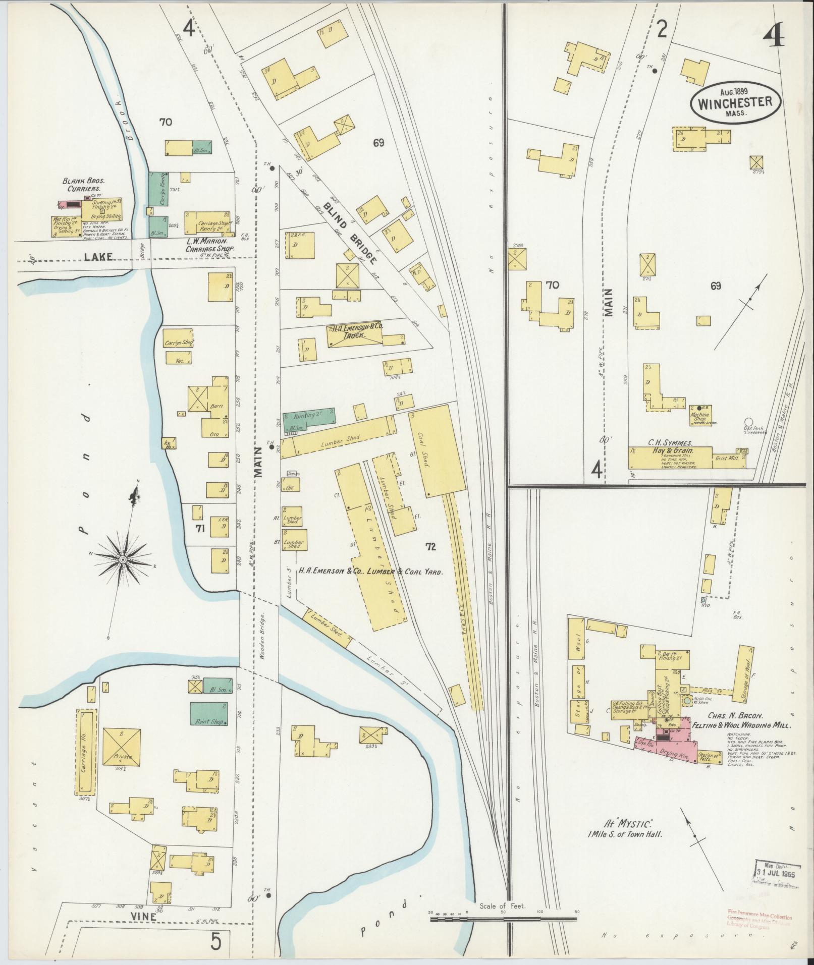 Sanborn Fire Insurance Map from Winchester, Middlesex County, Massachusetts (1899), Sheet #0004 - Complete Map Set gallery image, historic Sanborn map, vintage wall art, Massachusetts Massachusetts