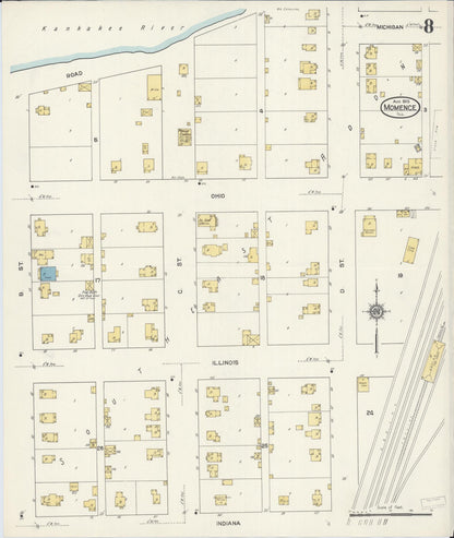 Sanborn Fire Insurance Map from Momence, Kankakee County, Illinois (1913), Sheet #0008 - Complete Map Set gallery image, historic Sanborn map, vintage wall art, Illinois Illinois