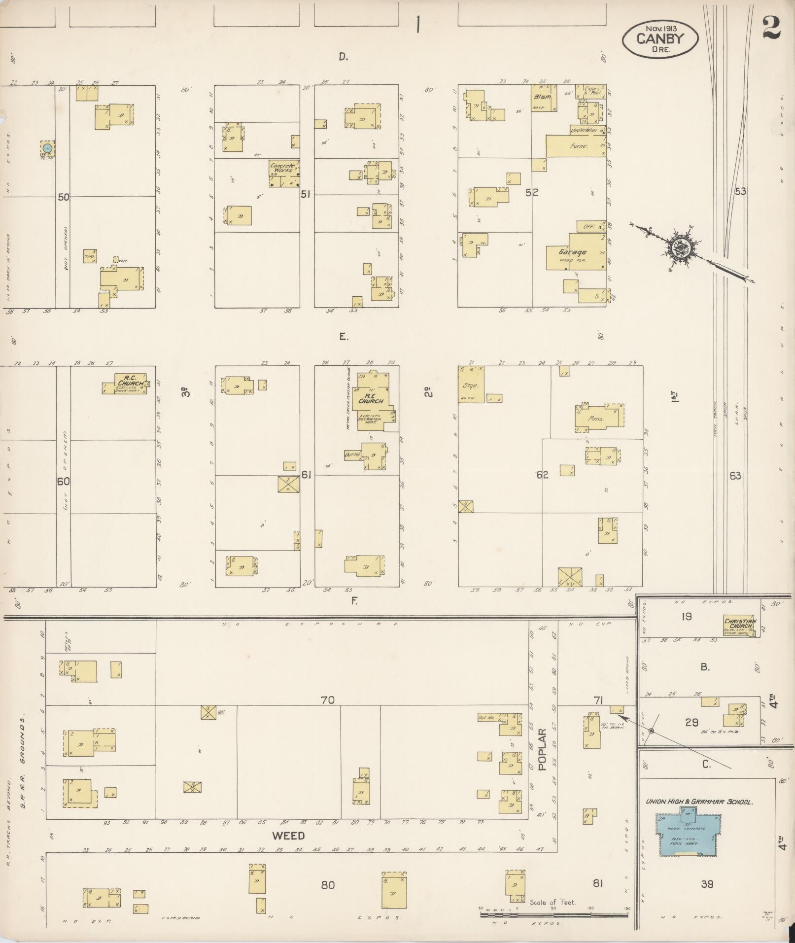 Sanborn Fire Insurance Map from Canby, Clackamas County, Oregon (1913), Sheet #0002 - Complete Map Set gallery image, historic Sanborn map, vintage wall art, Oregon Oregon