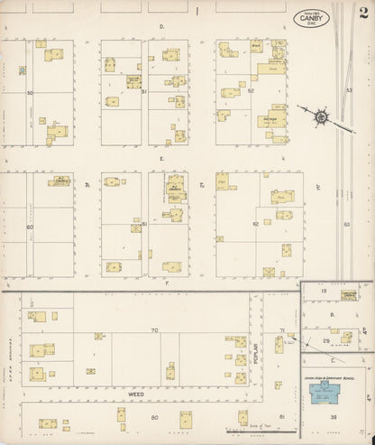 Sanborn Fire Insurance Map from Canby, Clackamas County, Oregon (1913), Sheet #0002 - Complete Map Set gallery image, historic Sanborn map, vintage wall art, Oregon Oregon
