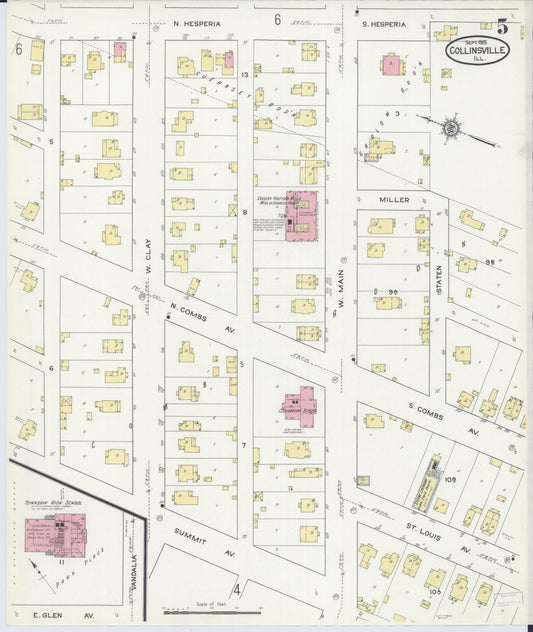 Sanborn Fire Insurance Map from Collinsville, Madison County, Illinois (1915), Sheet #0005 - Historic Sanborn Fire Insurance Map Print, vintage old map wall art, antique decor, genealogy gift, Illinois Illinois map