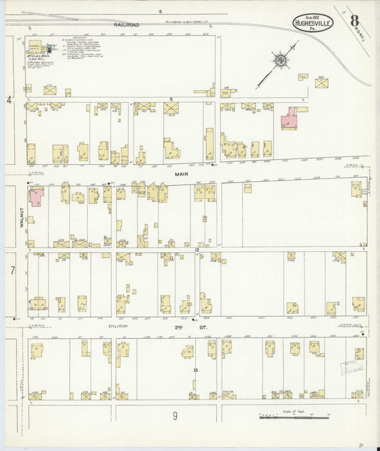 Sanborn Fire Insurance Map from Hughesville, Lycoming County, Pennsylvania (1912), Sheet #0008 - Historic Sanborn Fire Insurance Map Print, vintage old map wall art, antique decor, genealogy gift, Pennsylvania Pennsylvania map