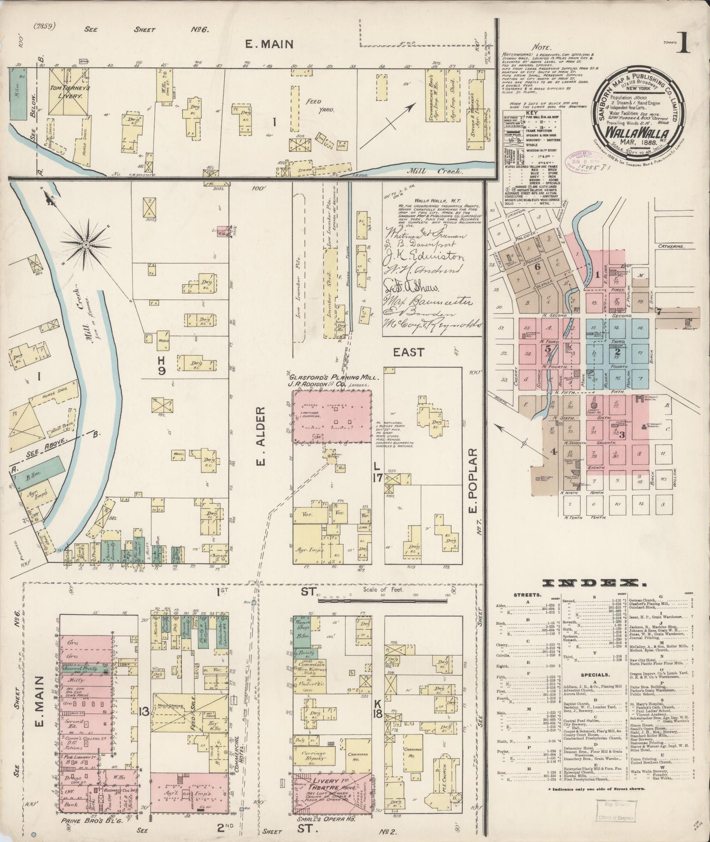 Sanborn Fire Insurance Map from Walla Walla, Walla Walla County, Washington (1888), Sheet #0001 - Complete Map Set gallery image, historic Sanborn map, vintage wall art, Washington Washington