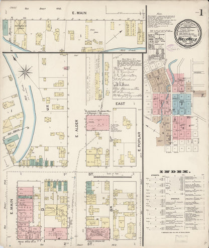 Sanborn Fire Insurance Map from Walla Walla, Walla Walla County, Washington (1888), Sheet #0001 - Complete Map Set gallery image, historic Sanborn map, vintage wall art, Washington Washington