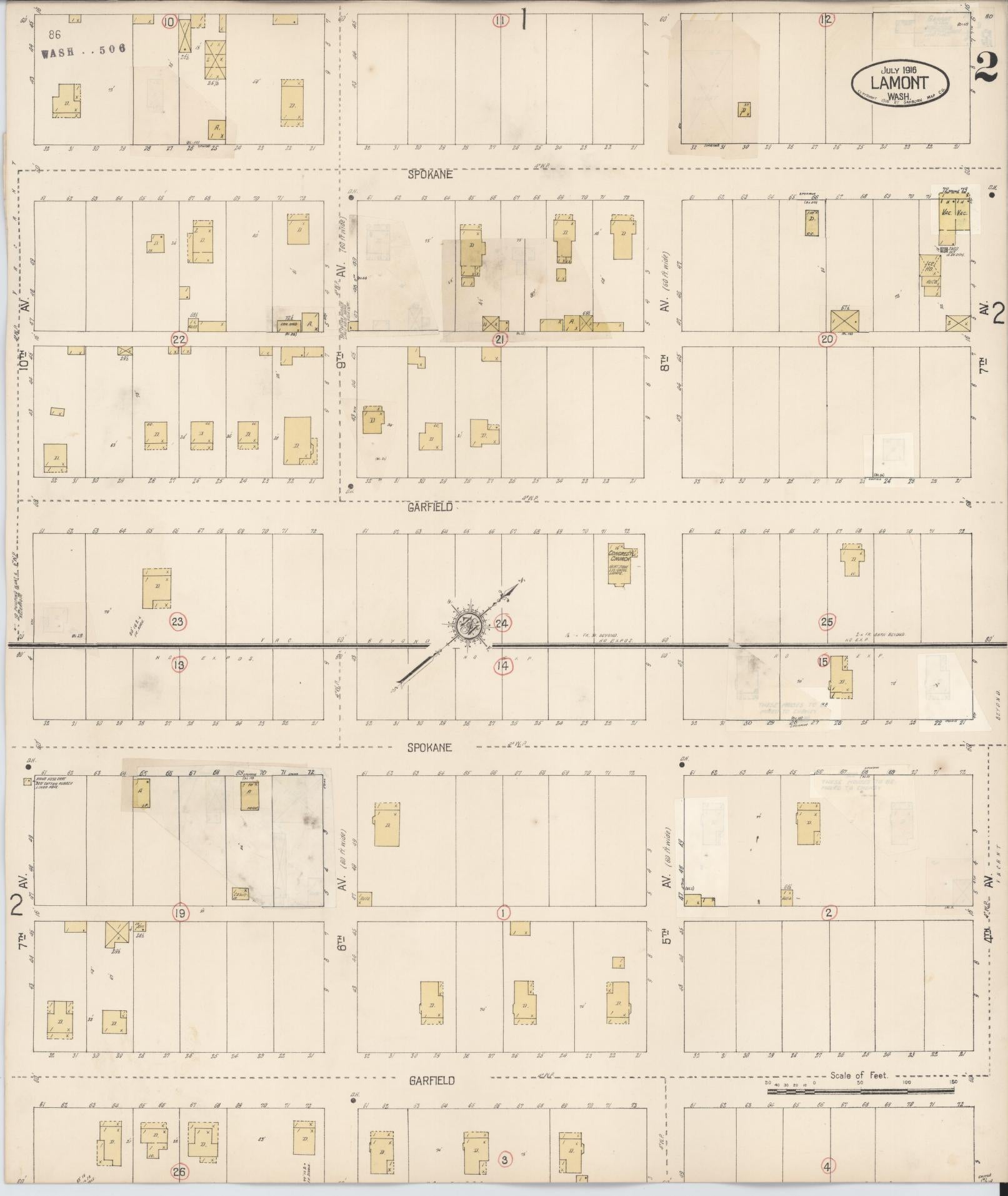 Sanborn Fire Insurance Map from Lamont, Whitman County, Washington (1931), Sheet #0002 - Complete Map Set gallery image, historic Sanborn map, vintage wall art, Washington Washington