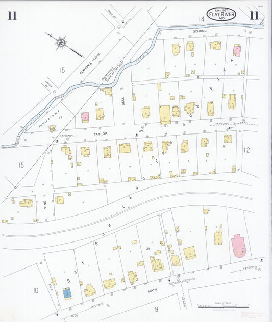 Sanborn Fire Insurance Map from Flat River, Saint Francois County, Missouri (1927), Sheet #0011 - Historic Sanborn Fire Insurance Map Print, vintage old map wall art, antique decor, genealogy gift, Missouri Missouri map