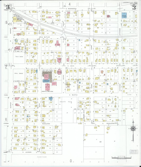 Sanborn Fire Insurance Map from Loudonville, Ashland County, Ohio (1950), Sheet #0003 - Historic Sanborn Fire Insurance Map Print, vintage old map wall art, antique decor, genealogy gift, Ohio Ohio map