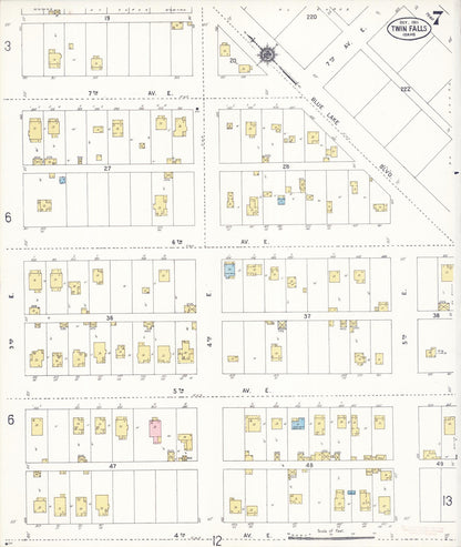 Sanborn Fire Insurance Map from Twin Falls, Twin Falls County, Idaho (1911), Sheet #0007 - Complete Map Set gallery image, historic Sanborn map, vintage wall art, Falls Idaho