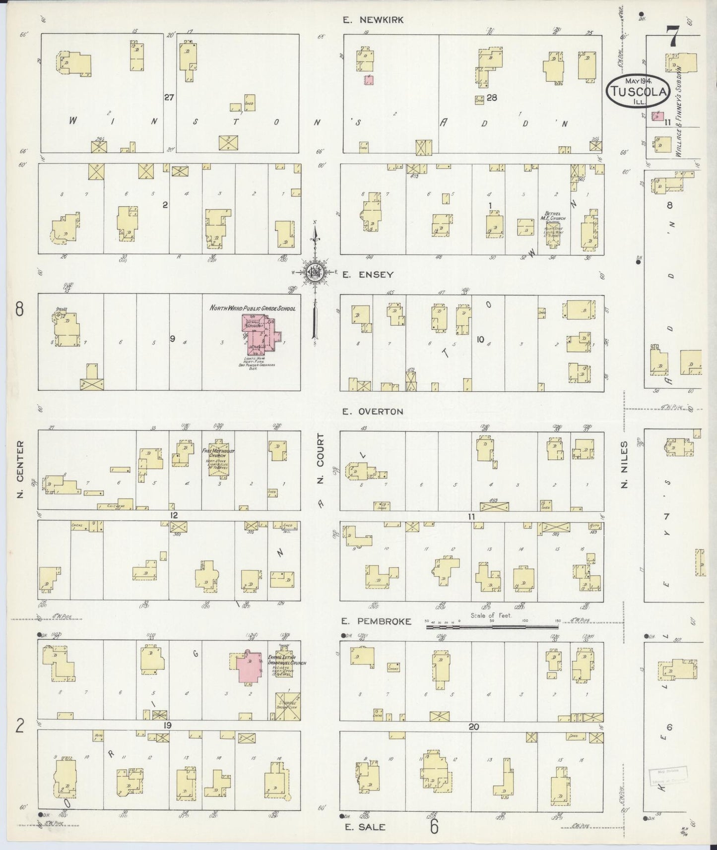 Sanborn Fire Insurance Map from Tuscola, Douglas County, Illinois (1914), Sheet #0007 - Complete Map Set gallery image, historic Sanborn map, vintage wall art, Illinois Illinois