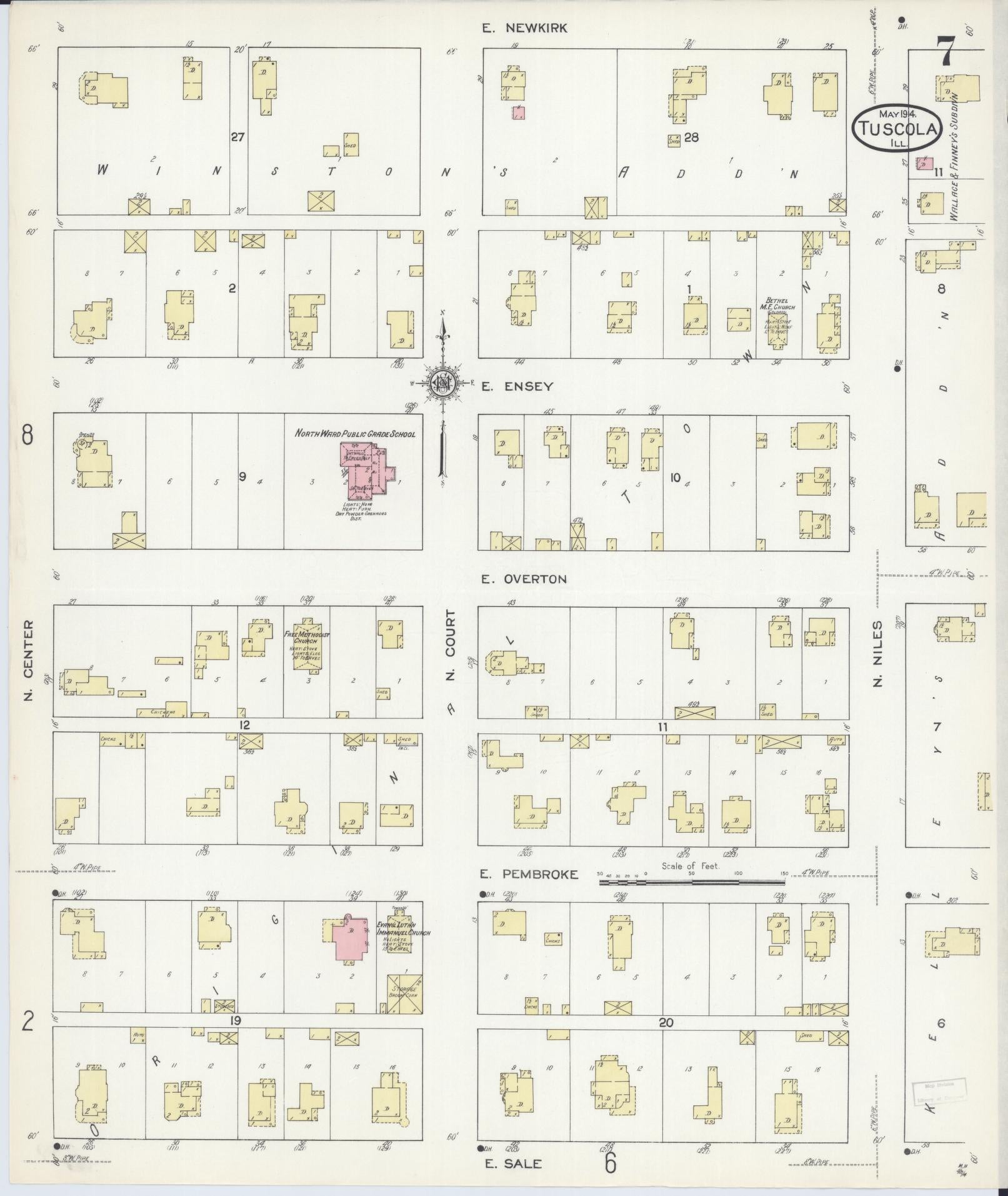 Sanborn Fire Insurance Map from Tuscola, Douglas County, Illinois (1914), Sheet #0007 - Complete Map Set gallery image, historic Sanborn map, vintage wall art, Illinois Illinois