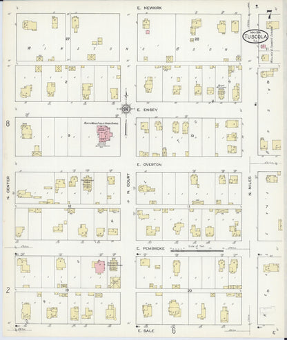 Sanborn Fire Insurance Map from Tuscola, Douglas County, Illinois (1914), Sheet #0007 - Complete Map Set gallery image, historic Sanborn map, vintage wall art, Illinois Illinois