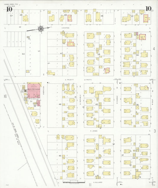 Sanborn Fire Insurance Map from Goose Creek, Harris County, Texas (1939), Sheet #0010 - Historic Sanborn Fire Insurance Map Print, vintage old map wall art, antique decor, genealogy gift, Texas Texas map