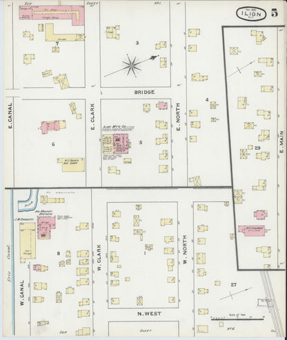 Sanborn Fire Insurance Map from Ilion, Herkimer County, New York (1891), Sheet #0005 - Historic Sanborn Fire Insurance Map Print, vintage old map wall art, antique decor, genealogy gift, New York New York map