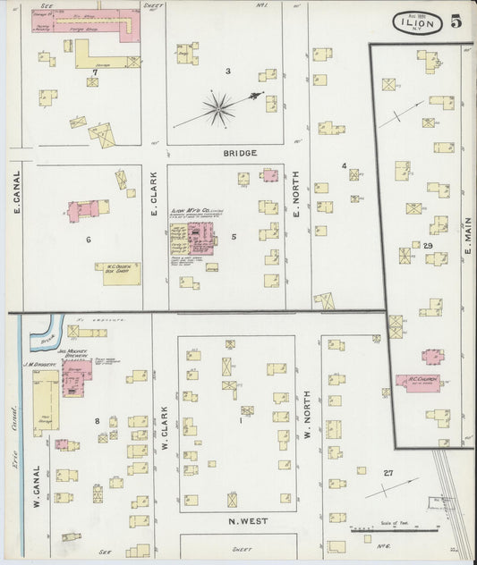 Sanborn Fire Insurance Map from Ilion, Herkimer County, New York (1891), Sheet #0005 - Historic Sanborn Fire Insurance Map Print, vintage old map wall art, antique decor, genealogy gift, New York New York map