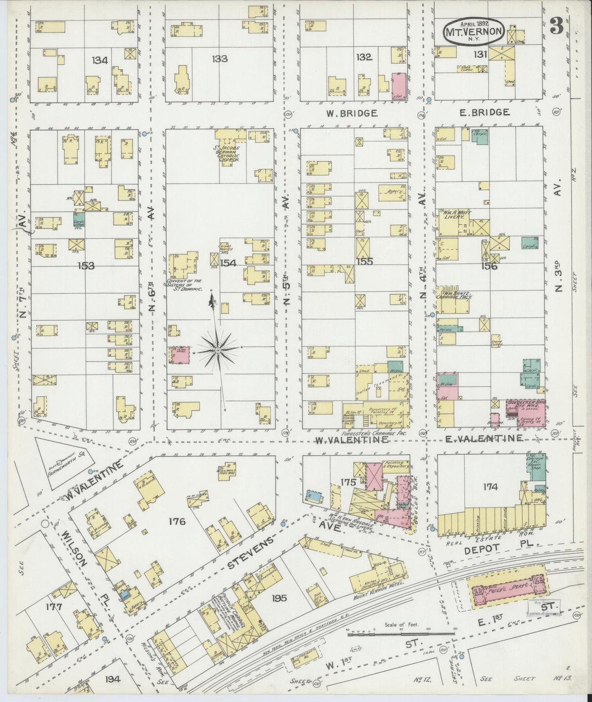 Sanborn Fire Insurance Map from Mount Vernon, Westchester County, New York (1892), Sheet #0003 - Complete Map Set gallery image, historic Sanborn map, vintage wall art, New York New York