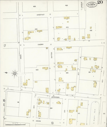 Sanborn Fire Insurance Map from Olympia, Thurston County, Washington (1908), Sheet #0020 - Complete Map Set gallery image, historic Sanborn map, vintage wall art, Washington Washington