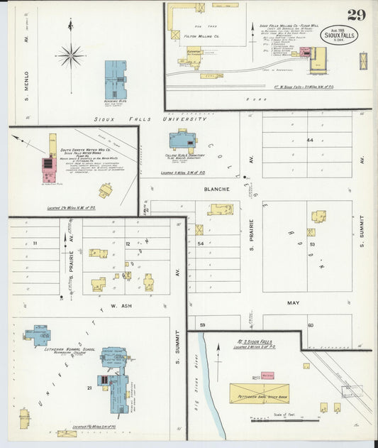 Sanborn Fire Insurance Map from Sioux Falls, Minnehaha County, South Dakota (1908), Sheet #0029 - Historic Sanborn Fire Insurance Map Print, vintage old map wall art, antique decor, genealogy gift, South Dakota South Dakota map