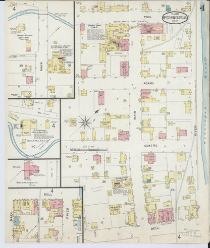 Sanborn Fire Insurance Map from McConnelsville, Morgan County, Ohio (1896), Sheet #0004 - Historic Sanborn Fire Insurance Map Print, vintage old map wall art, antique decor, genealogy gift, Ohio Ohio map